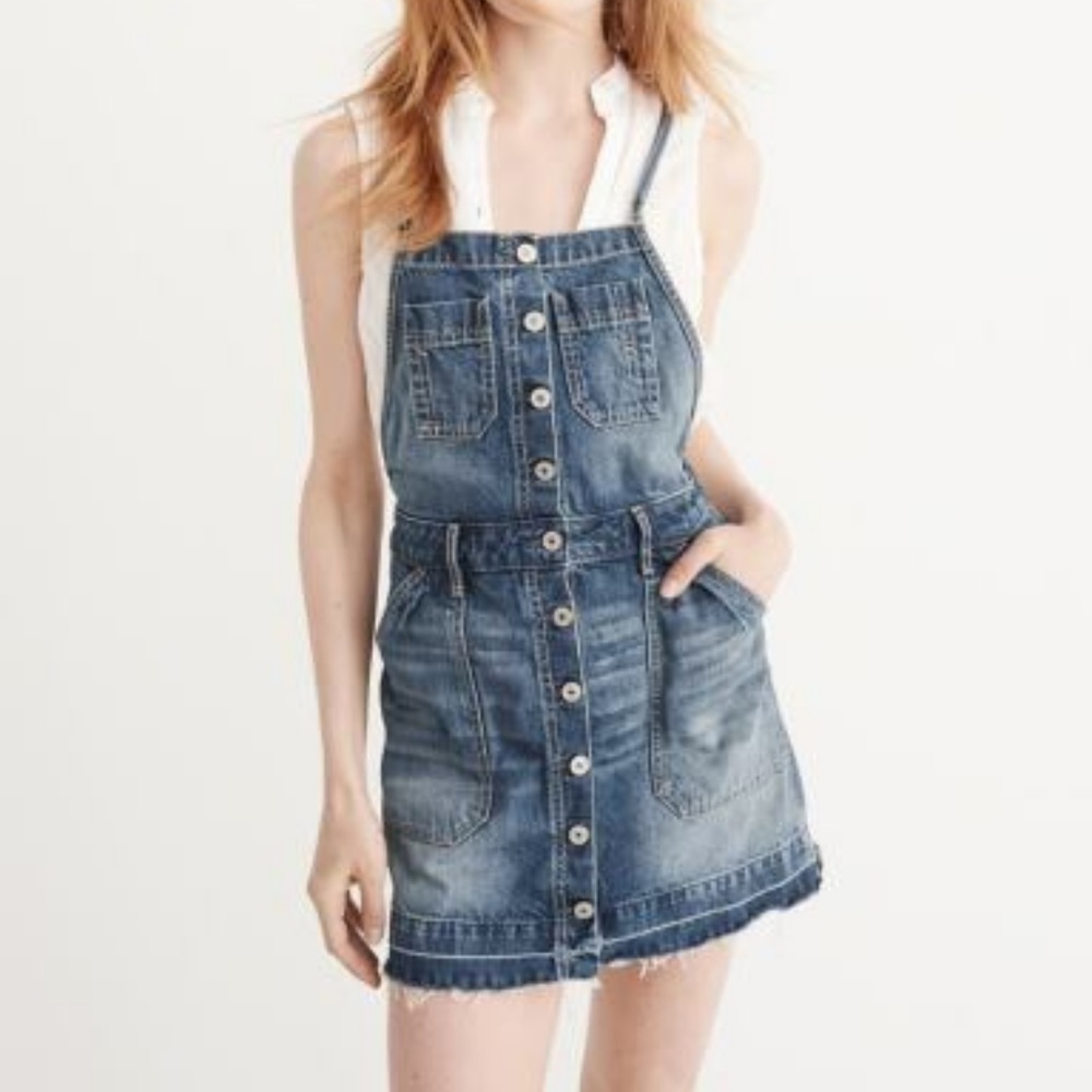 Abercrombie & Fitch Denim Skirtall Overall Skirt